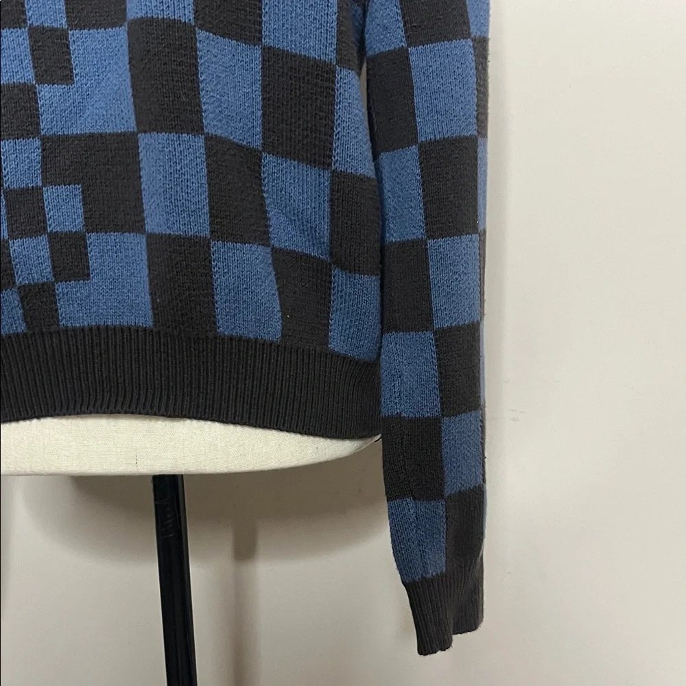 Kid’s Blue and Black Checkered Crewneck Sweater
